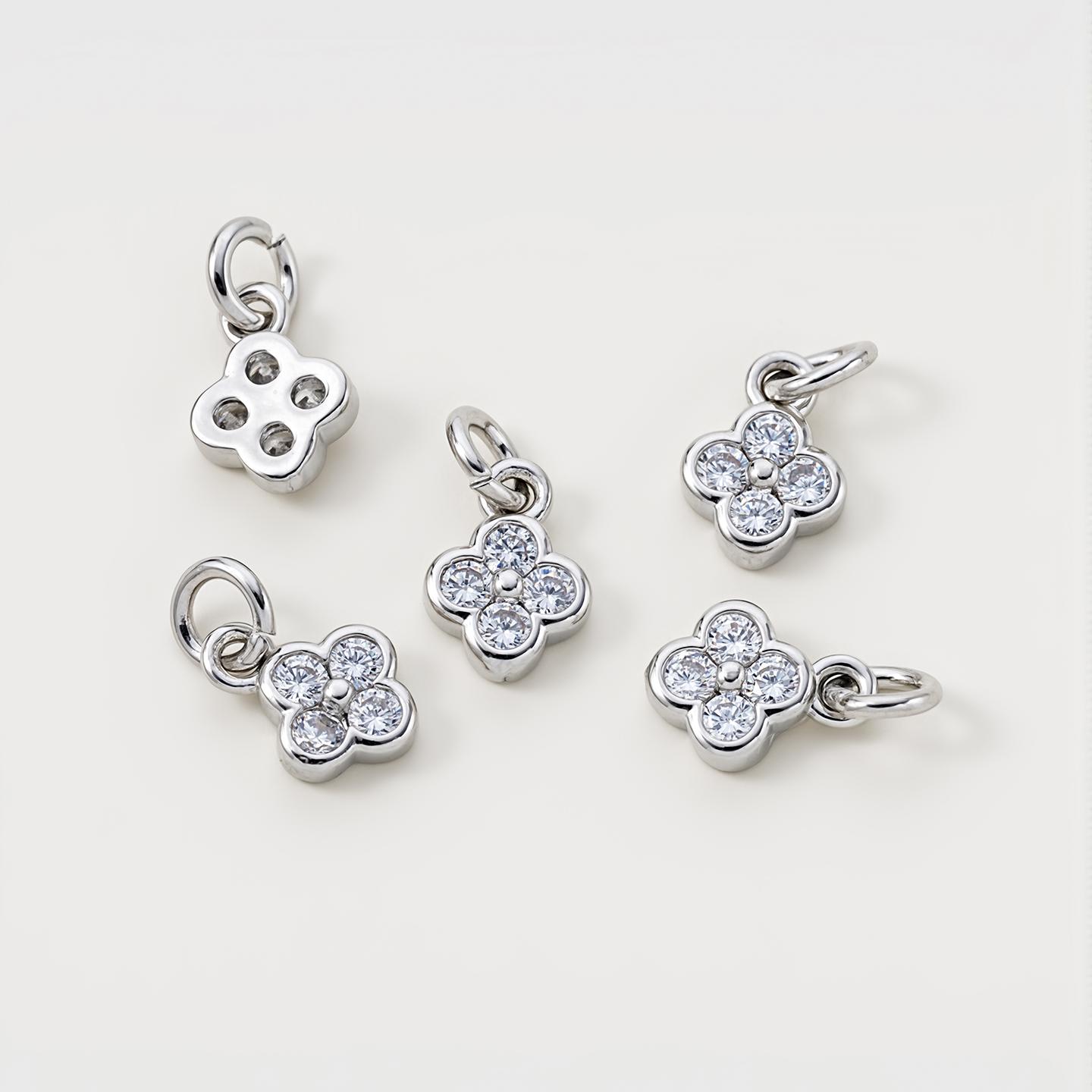 

5Pcs/Pack 6mm 14/18K Gold Color Plated Flower Pendants with Zircon for DIY Bracelet Necklace Jewelry Making Accessories