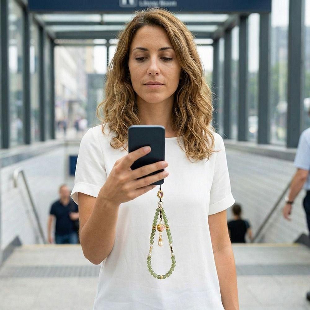 Hanging Ornaments Mobile Phone Chain Vintage Antique Green Wrist Rope Pendant  Women