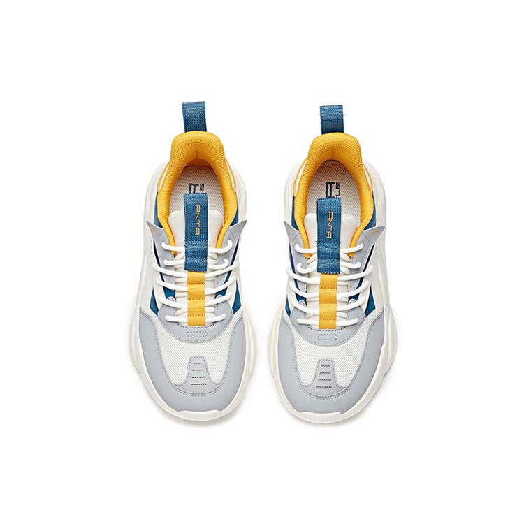 New Anta Life Collection Cushioned Anti Slip Wear Resistant Breathable Lightweight Low Top Casual Shoes Men's Blue Yellow 912038820-5