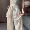 Women's High-Waist Satin Wide-Leg Pants: Loose, Floor-Length Summer Style