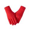 Winter Warm Knitted Gloves Fleece Lined Thick Touchscreen Cycling Flat Knit Gloves Solid Color Premium Black