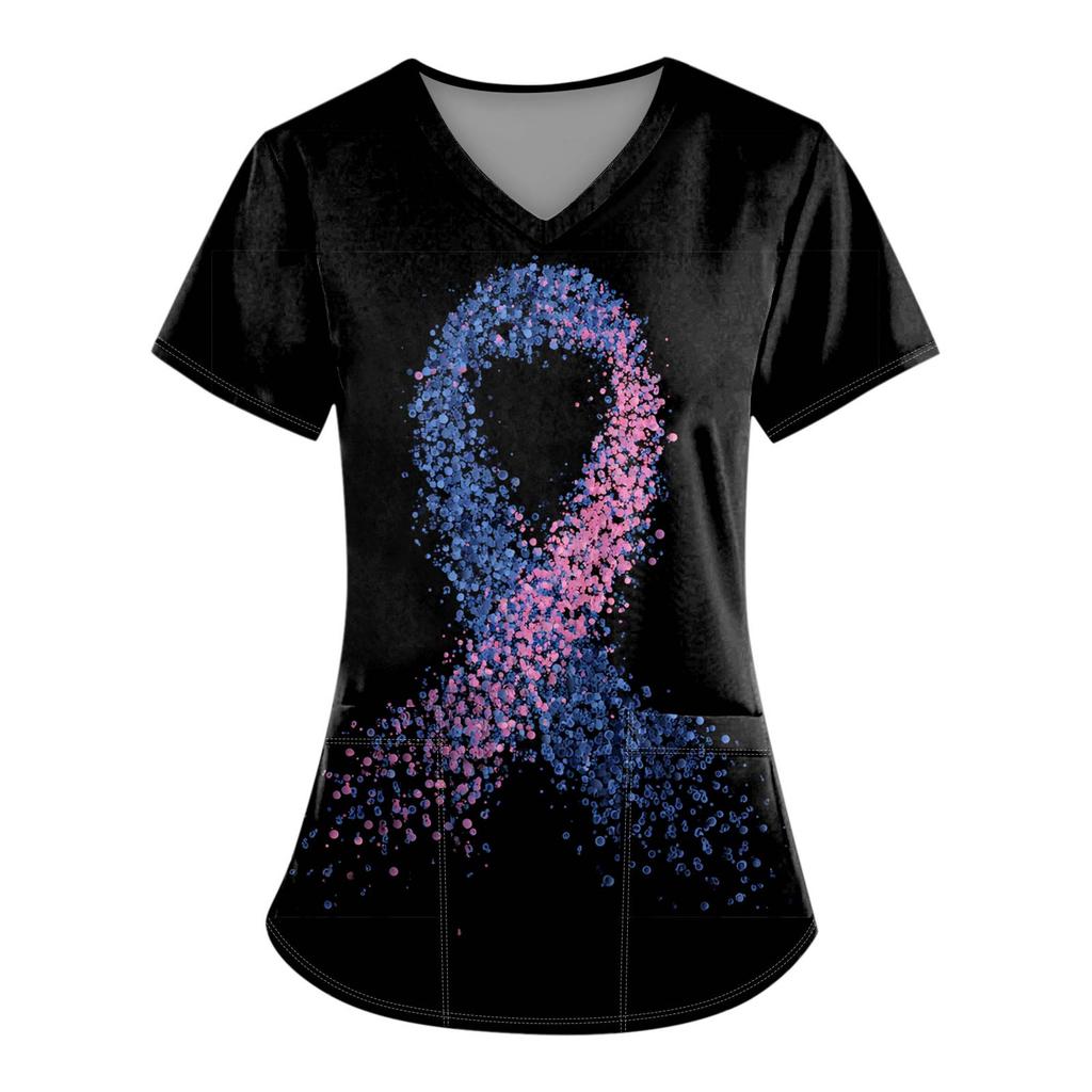 Dámská móda Overal s V výstřihem a krátkým rukávem s kapsami Potištěné topy Oblečení