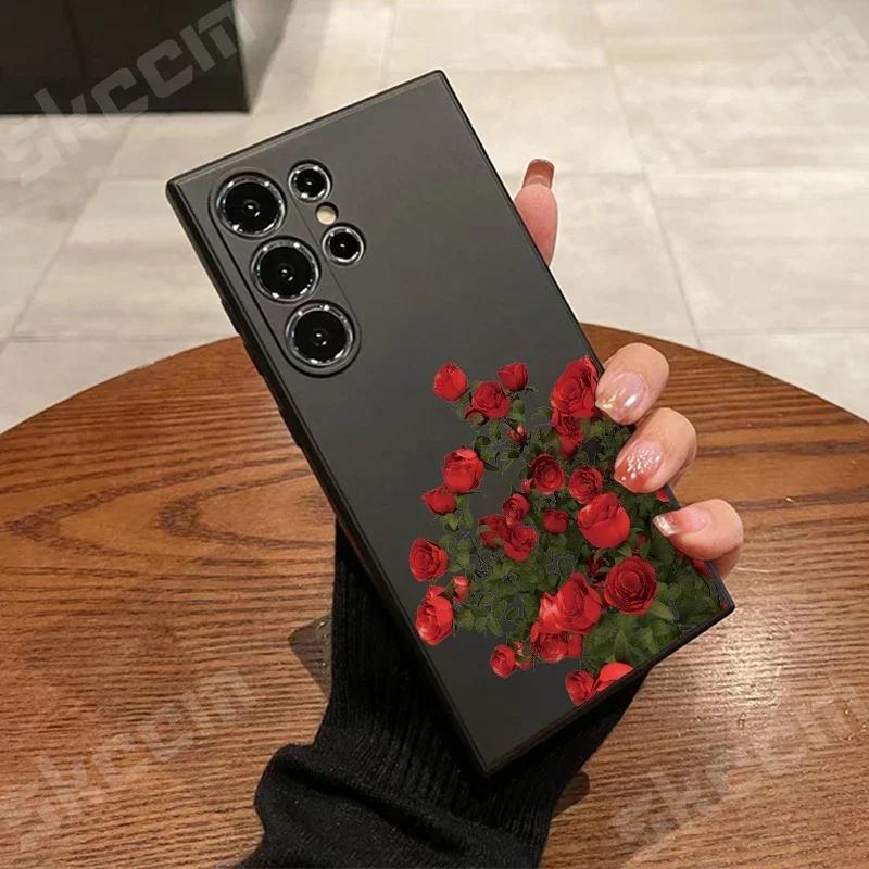 

New Retro Fashion Rose Phone Case For Samsung Galaxy S23 S24 Ultra S22 Plus S20 FE A15 A35 A50 A51 A54 A55 A71 A72 A73 Cover S22 Plus