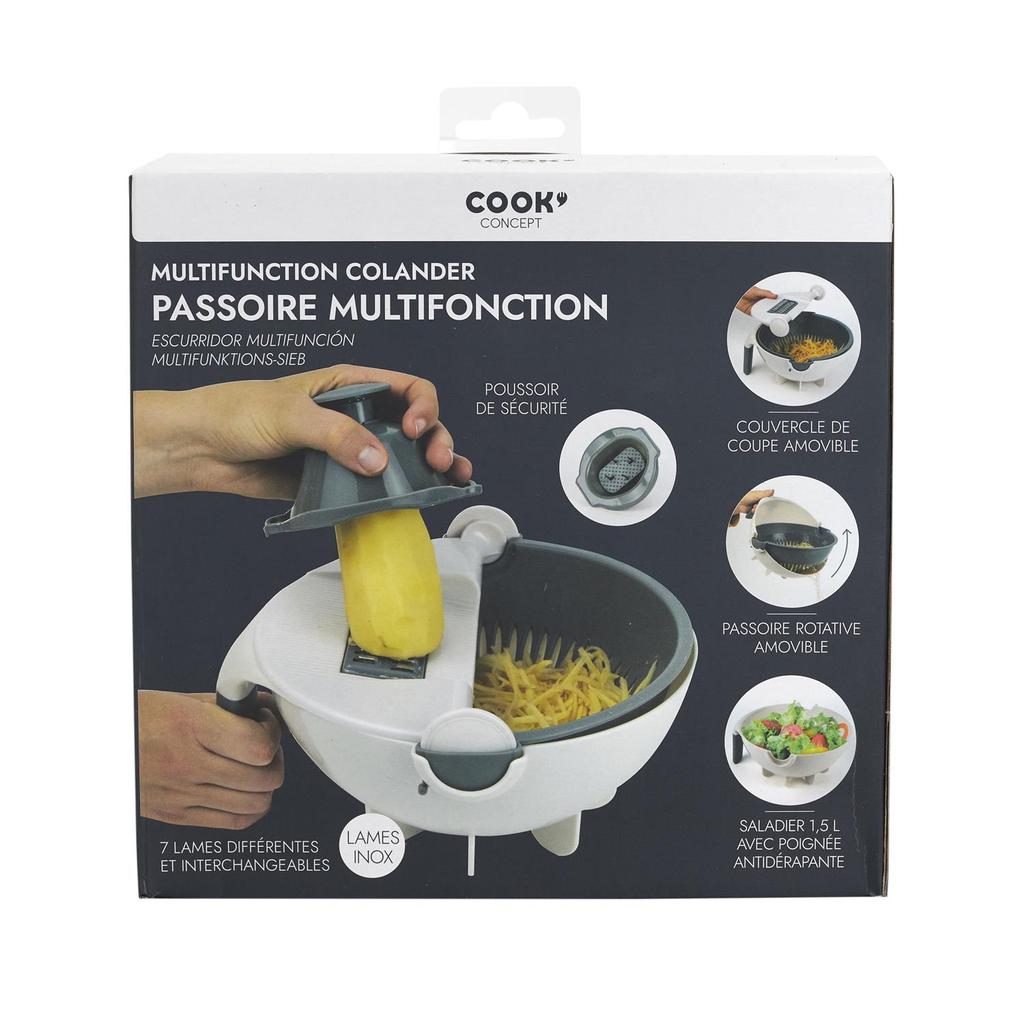 Multifunctional Vegetable Grater With Bowl, 7 Interchangeable Blades