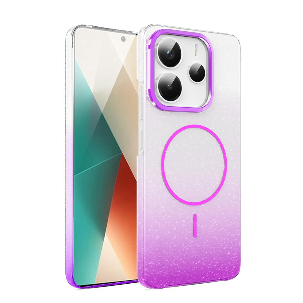 KEYSION Luxuriöse magnetische Handyhülle mit Farbverlauf und Glitzer für Redmi Note 14 Pro+5G 14 4G, stoßfeste Hart-PC-Rückabdeckung für POCO X7 5G