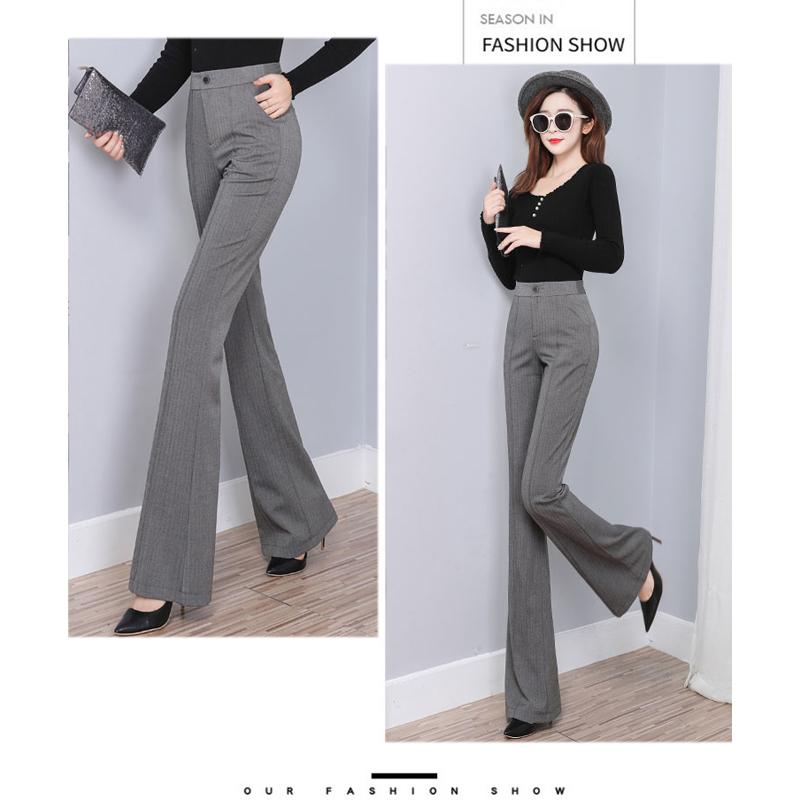 OL Office Workwear Summer High Waist Women's Wide Leg Capris Suit Pants for Women Skinny Flare Pants Woman Trousers Black