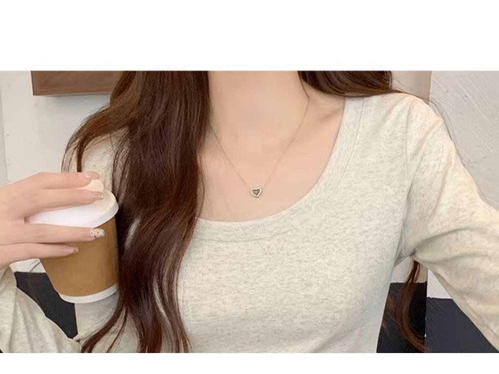 Women's Solid Color Raglan U-Neck Long Sleeve Slim Fit Base Layer Top for Spring and Autumn