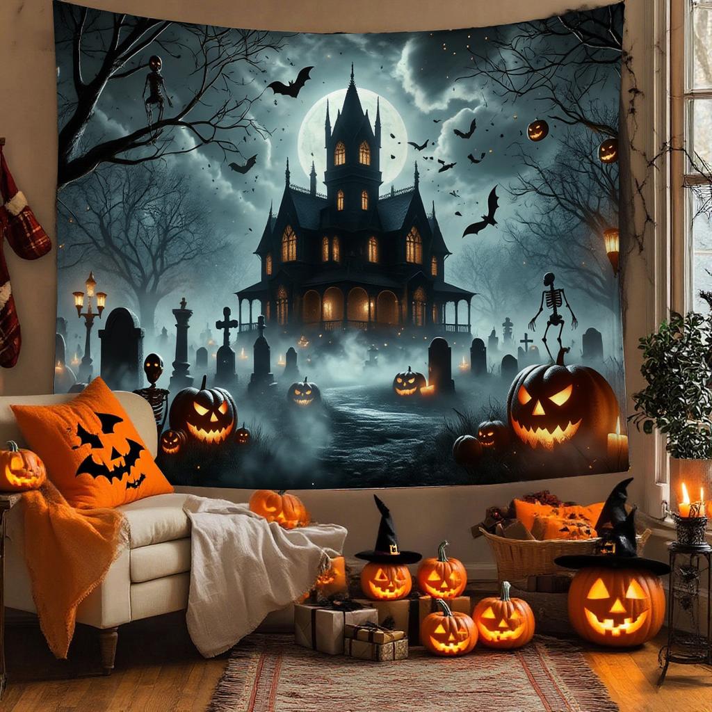 Premium Crowned Skull Medieval Tapestry Red Black Gothic Dark Tapestry for Bedroom Living Room Halloween Home Wall Decor