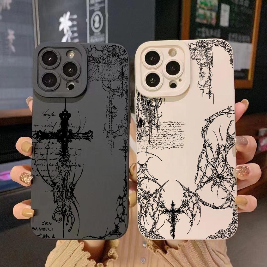 Luxury Dark Gothic Cross Mark Phone Case For Samsung Galaxy S26 S25 S24 S23 S22 S21 S20 Note20 Edge FE Plus Ultra 4G 5G Soft