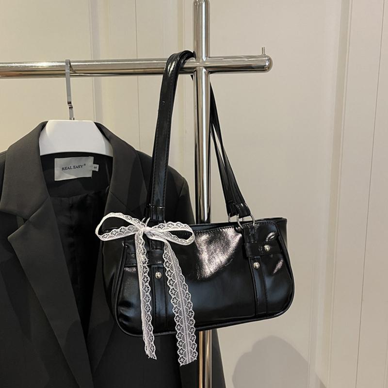 Yogodlns New Fashionable Oil Wax Leather Cylinder Handbag Women's Commuter Crossbody Bag Pure Color Crossbody Bag Retro Style