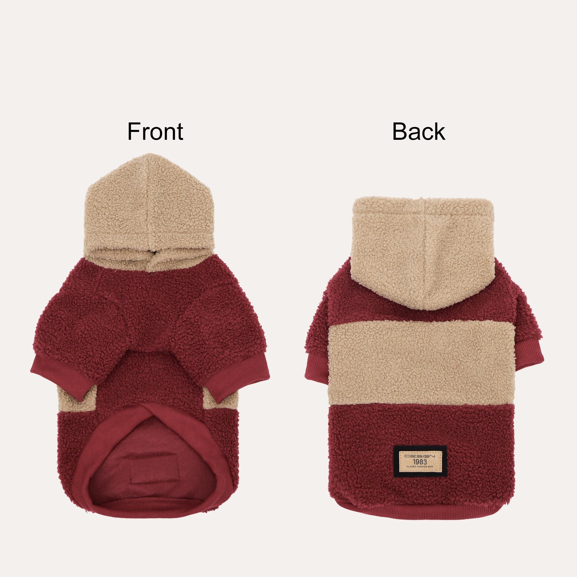 

Dog Hoodie, Autumn/Winter Warm Thickened Hooded Sweatshirt for Dogs and Cats, Soft and Fluffy Pet Clothes for Small/Medium Dogs XS（old） бордовый