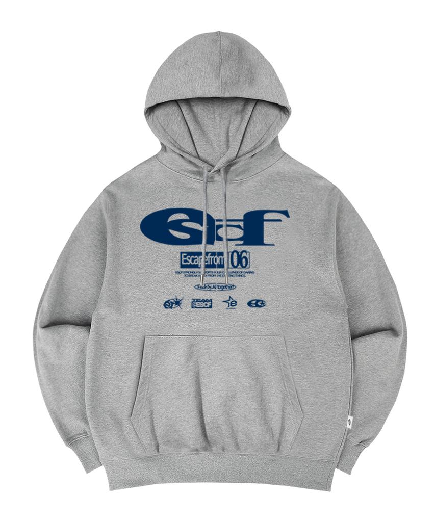Blue Escf Logo Collage Print Hoodie Gray