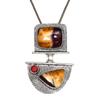 Vintage Designer Wild Horse Jasper Carnelian Garnet Sterling Silver Pendant