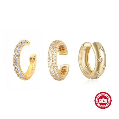 ROXI 925 Silber 9mm C-förmiger Ohrklemme Micro Inlay Zirkon Clip-Ohrringe Für Damen Herren 1 Stück Ohrklemme Für Unpierced Ohr