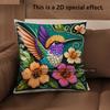 2D Hummingbird Floral Print Decorative Pillow Covers Pattern Cushion Cover Suitable For Sofa Bedroom Car Pillow Cover