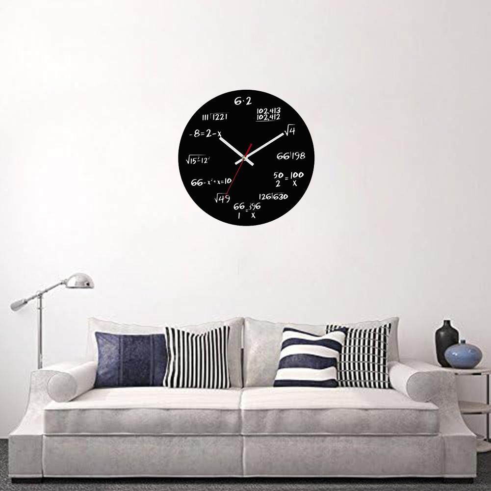 Modern Wall Clock with Equation Numbers for Math For Teachers Students and Engineers Black 30x30 cm Battery Powered