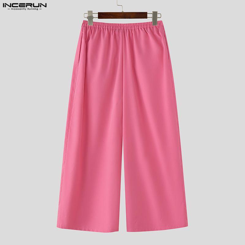 INCERUN Two Pieces Sets Men Lapel Neck Long Sleeve Cropped Shirt Bow Long Trousers Pants Outfits