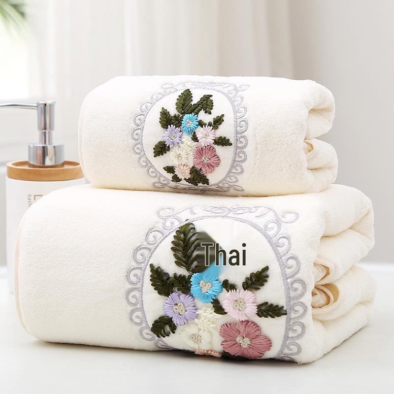 

Премиальное абсорбирующее банное полотенце из кораллового флиса - Толстое, Нехлопковое, Цветочный дизайн для взрослых 70x140 cm бежевый