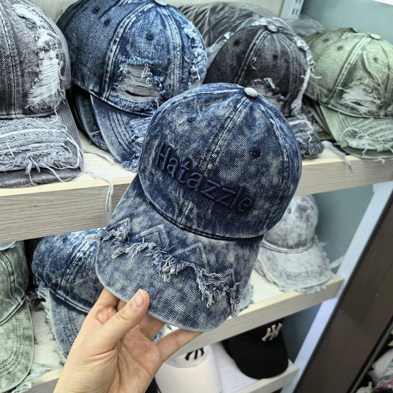 Washed and Broken Tie-dyed Denim Baseball Cap Men's Old Fashion Young Couple Versatile Face Small Casual Cap