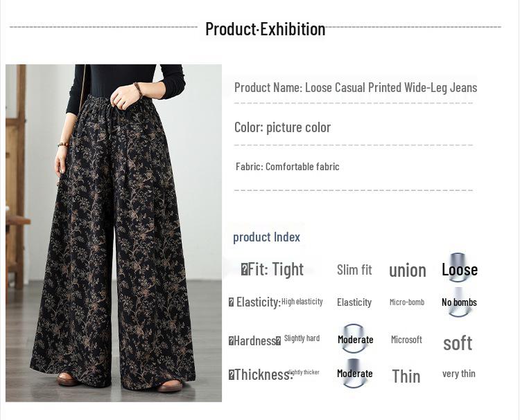 Denim-Hose mit weitem Bein in Übergröße: Elastischer Bund, Schlankmachend, Lässig, Vielseitig.