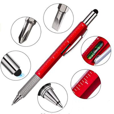 Instrument Multifuncțional 6 în 1 Pix cu Pastă Șurubelniță Riglă Nivel cu Bulă Articole de Papetărie Creative Cadou Stylus pentru Ecran Tactil Design Pix Capacitiv CDN