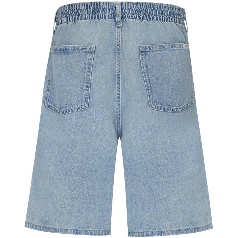 Calvin Klein Linen Blend American Trend Retro Drawstring Waist Light Denim Shorts Men shorts 4RF907G