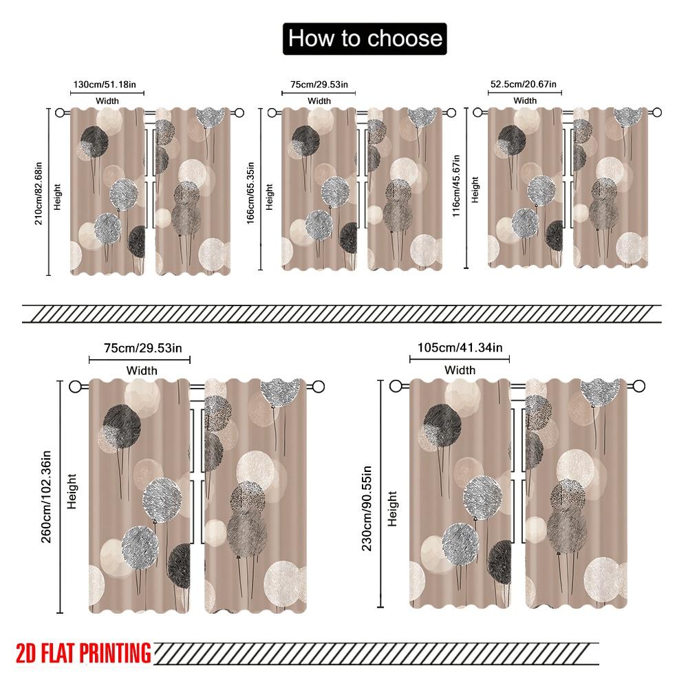 2pcs,2D plane printing Minimalist Curtains Abstract Circle Fusion 100% Polyester (without rod) Art Deco Festive Perfect for