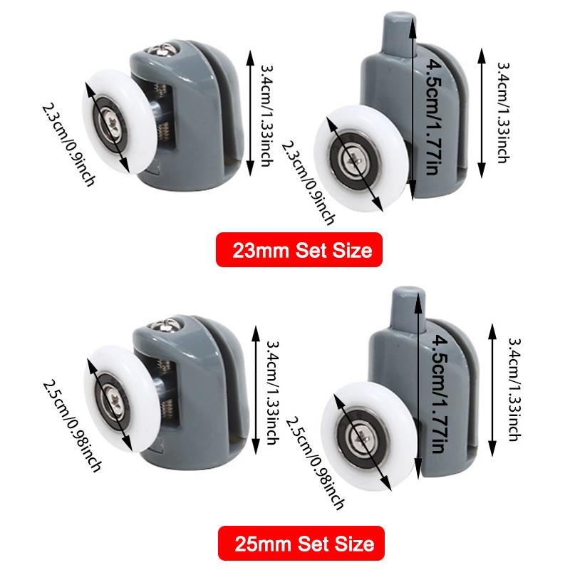 2pcs/set Shower Rooms Cabins Pulley &Shower Room Roller /Runners/Wheels/Pulleys Diameter 23/25mm 1x Upper Part 1x Lower Part NEW