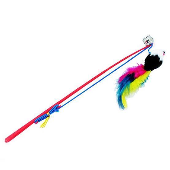 Pet Cat Bell The Dangle Faux Mouse Feather Rod Roped Roliga roliga leksaker