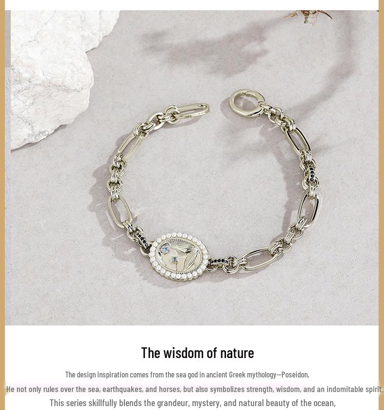 Poseidon Mermaid Fishtail Pearl Bracelet - Gold-Plated Elegant Women's Jewelry