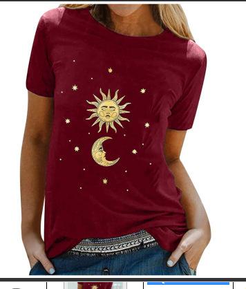 Real Shot Amazon Independence Station Cross-border European, American Independence Day Printed Short Sleeve Top Women's Summer Outer Bottom Shirt