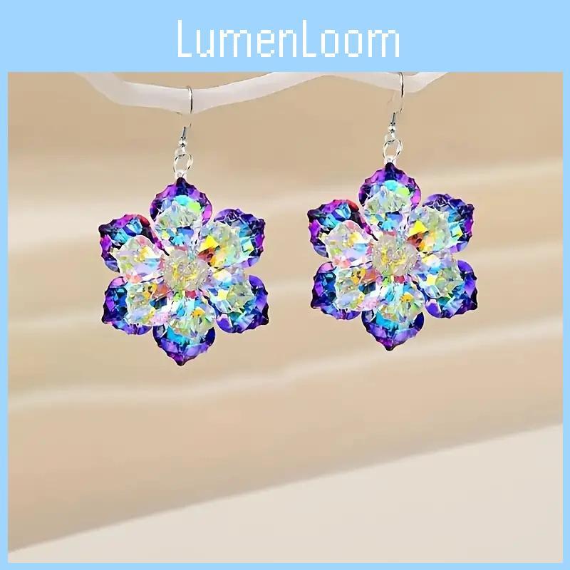 Season Winter Artistic Acrylic Earrings With Crystal Clear Snowflake And Leaf Patterns Women For