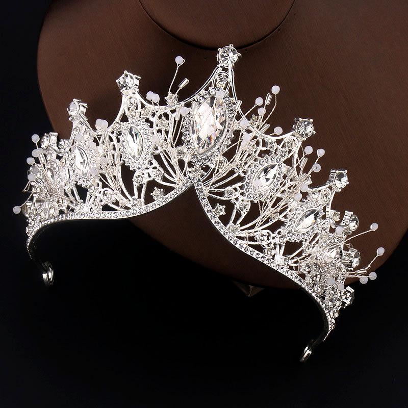 Fashion Silver Black Rhinestone Crystal Bride Crown Hair Accessories For Women Wedding Birthday Gift Girl Wedding Hair Jewelry