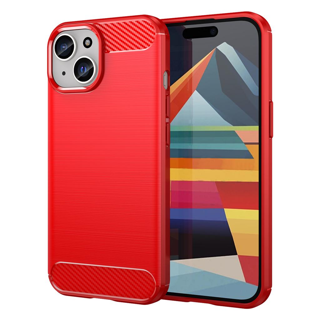 Soft TPU Phone Case for iPhone 15,Carbon Fiber Texture Brushed Protective Phone Cover