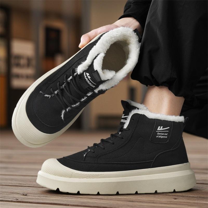 Warrior Cotton Daily Commuting Trendy Versatile Fashion Classic Snow Boots Men boots Black WXP(WZ)-264503M
