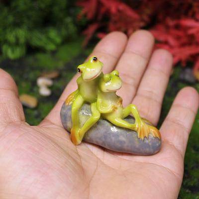 1 Stück Handgefertigte Miniatur Frosch Paar Figur Harz Tier Gartendekor, Romantisches DIY Aquarium- & Raumakzent Aquariumzubehör