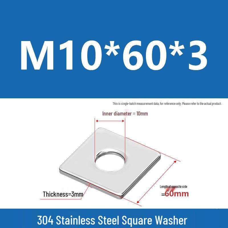 304 Stainless Steel Thickened Square Washer for Curtain Wall (M4-M16)