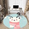 1pc Polar Bear Scarf Office Round Area Rug, Indoor Mat Suitable ForOffice, Under Office Chairs Bedroom Living Room Home Decor, Room Deco, D070