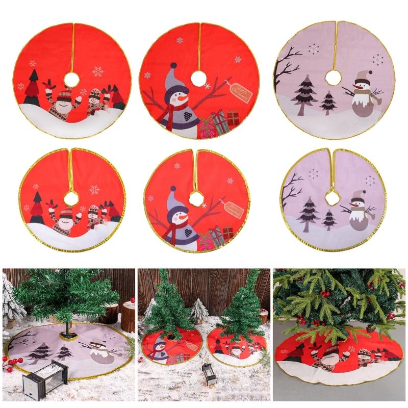 Golden Edged Christmas Tree SkirtDelicate Gold Edged Tree Skirt Embellishment Elegant Christmas Tree Base Cover