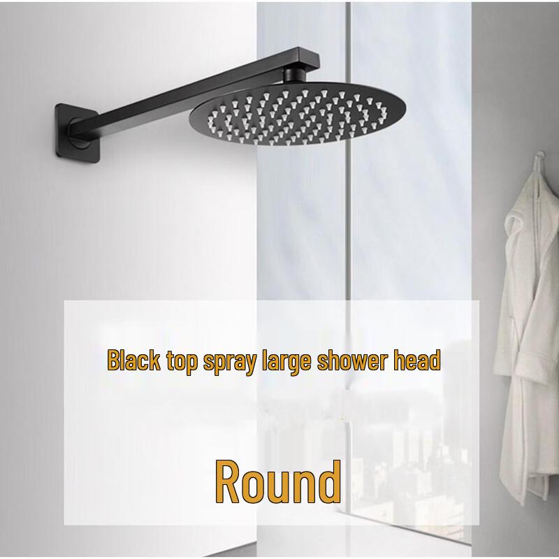 TLXT Pressurized Black Stainless Steel 16-inch Square Rain Shower Head Set