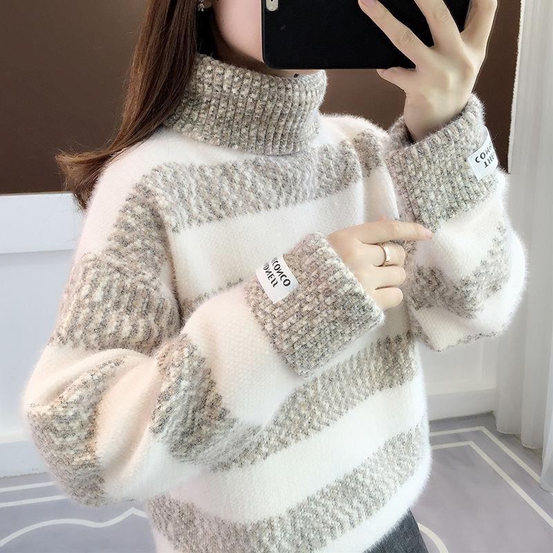 Vinter Turtleneck Genser Dame Pullover Løs Varm Bunnskjorte Dame