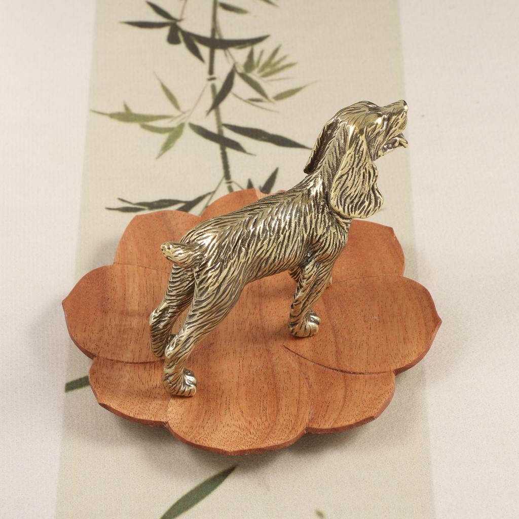 Figurki z mosiądzu Golden Retriever Uśmiechnięte Anioły Słodkie Duże Psy Dekoracja na Biurko Ręcznie Rzeźbione Wyraźne Wzory Ozdoby Kolekcjonerskie