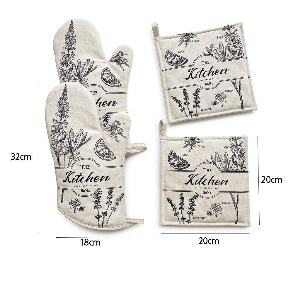 Cotton Oven Gloves Vintage Anti Steam Gloves Insulation Pad Ironing Board