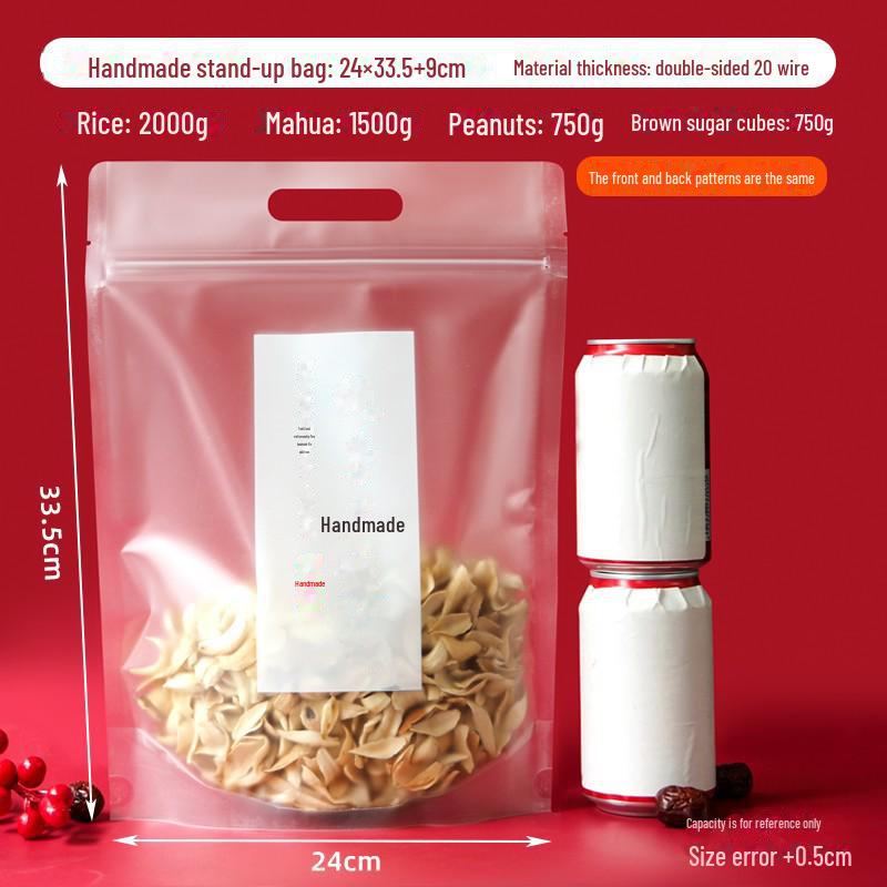 Handmade Snowflake Biscuit Ziplock Bag - Portable, Transparent, Sealed