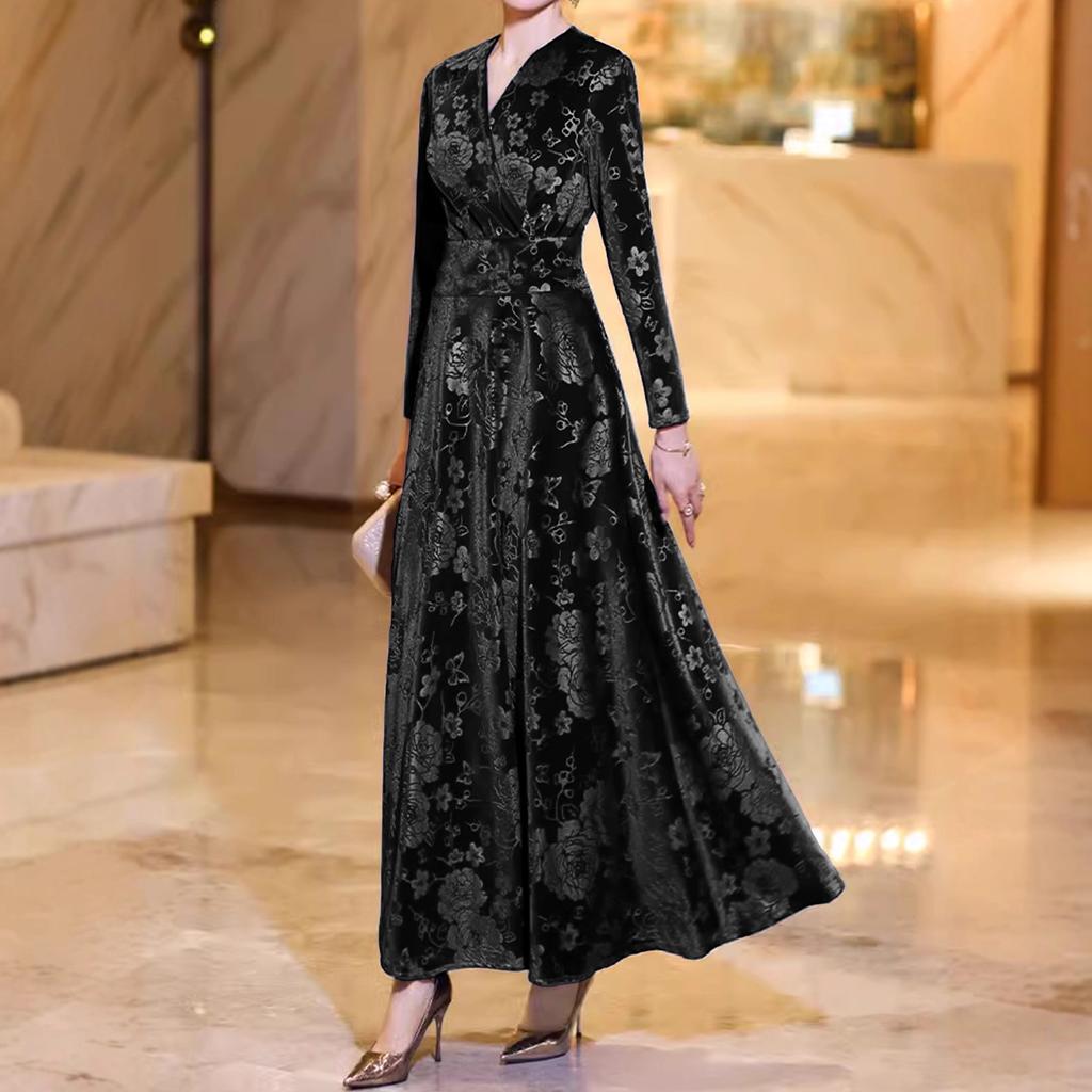 Autumn and Winter New French Style Elegant High-end Velvet Dress