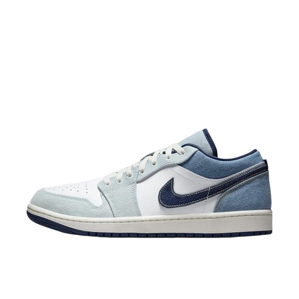 Jordan Air Jordan 1 RISK Xingji Denim Abrasion Resistant Low Top Vintage Basketball Shoes Men's White Blue IH0648-141(Team27-)