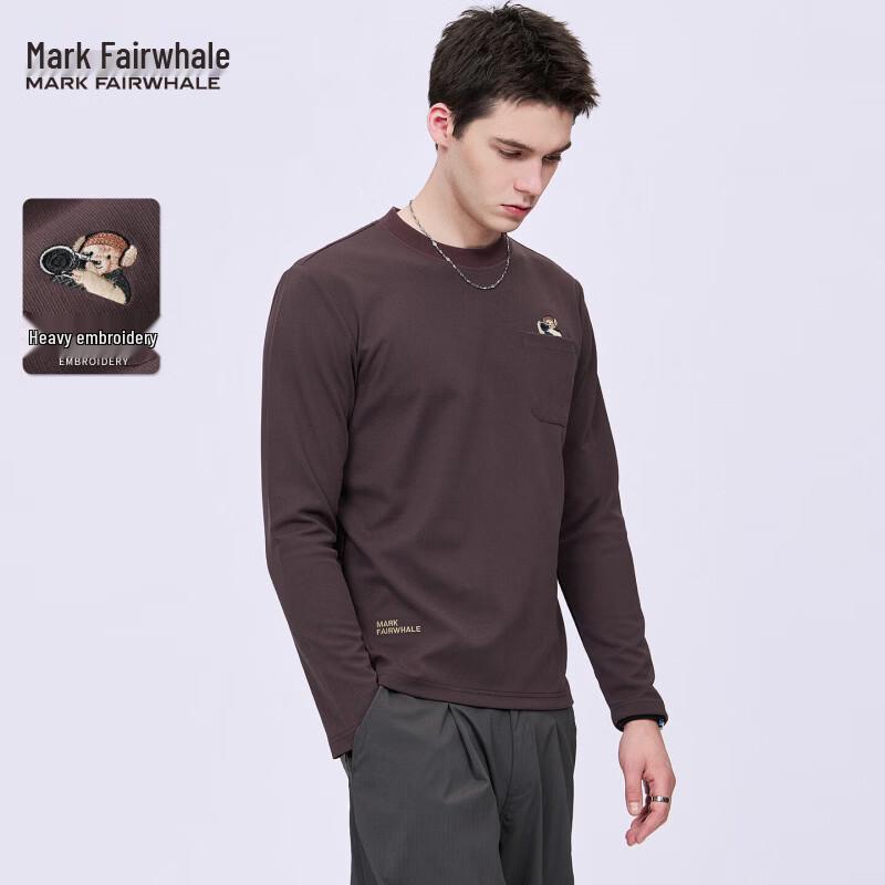 Mark Fairwhale Men's Pocket Embroidery Long Sleeve Crew Neck T-Shirt