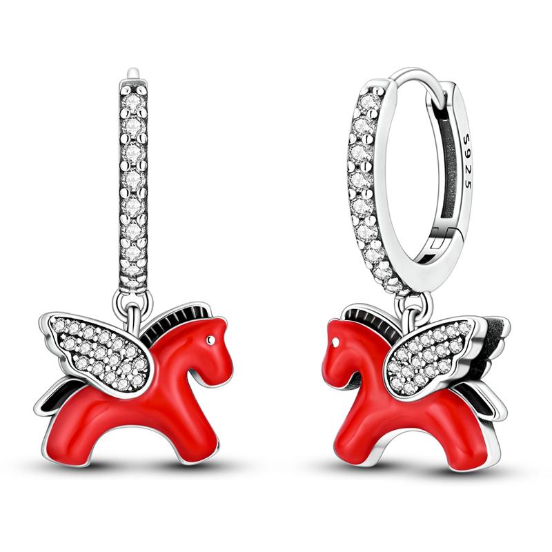 925 Sterling Silver Pendant Earrings for Women Wedding Jewelry Gift Sweet Cherry Butterfly Dragonfly Pony Drop Earrings Eardrop