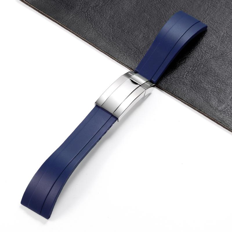 20mm for Rolex Rubber Band Watch GMT Daytona Submariner Silicone Waterproof Curved End Replacement Sport Watchband Fold Buckle