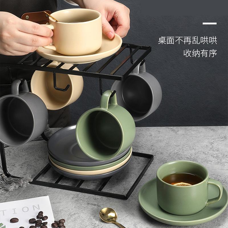 Ceramic Coffee Cup Sets Household 230ml High-class Handle Equisite Mugs with Scoop Dish Nordic Solid Simple Light Luxury Tea Cup